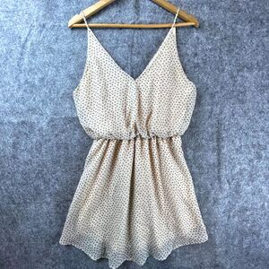 Final Touch Dress Large Beige Sheer Lined Babydoll Retro 90s Y2K Delicate Girly